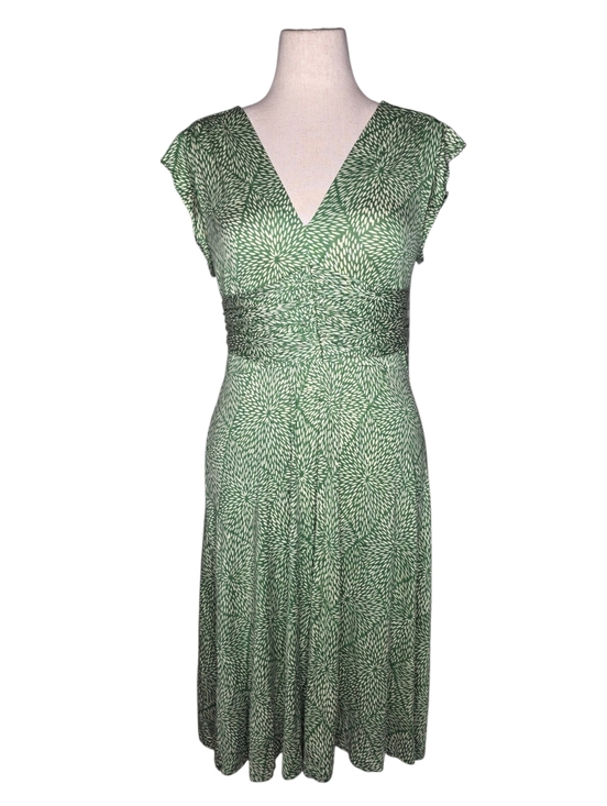 Banana Republic Dresses & Skirts - Banana Republic Silk Linen Dress Green White Print V Neck Tie Back L Tall